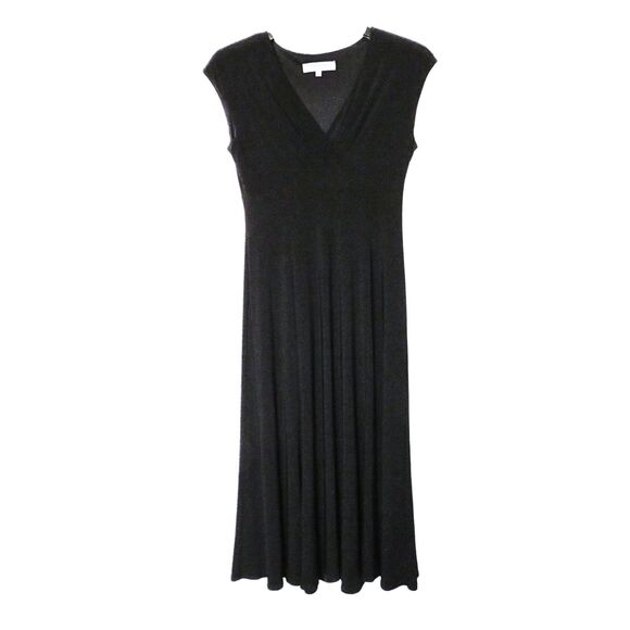 Rena Rowan Black Dress Women Sz 6 Midi Length Sleeveless V-Neck Easy Care Dressy - Picture 1 of 10